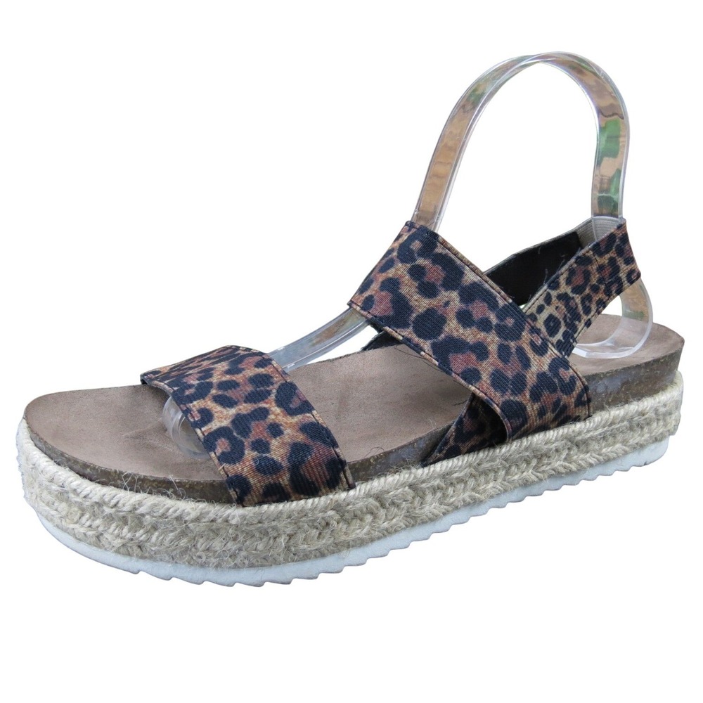 Madden Girl Cybell Women's 9‎ Leopard Elastic Platform Sandals Casual Comfort